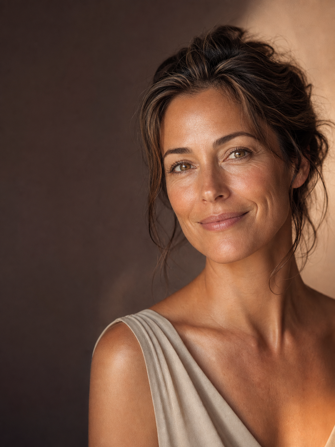 Frau in warmer Beauty-Atmosphäre als Cellufine® Markenmotiv